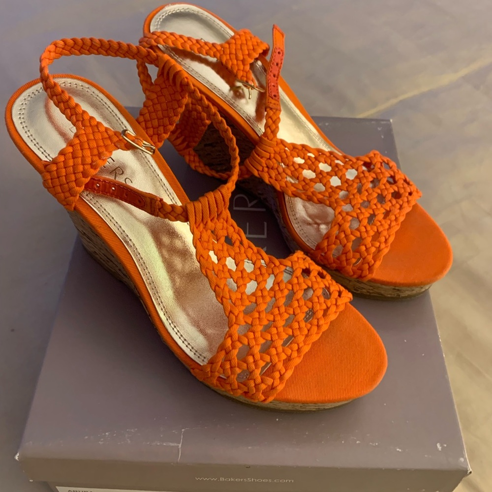ORANGE CORK WEDGE SANDAL
